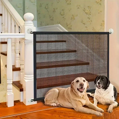 Heavy Duty Dog Barrier Fence with Hooks Insulated Net Foldable Breathable Mesh Mirror Door Pet Security Gate for Indoor Outdoor