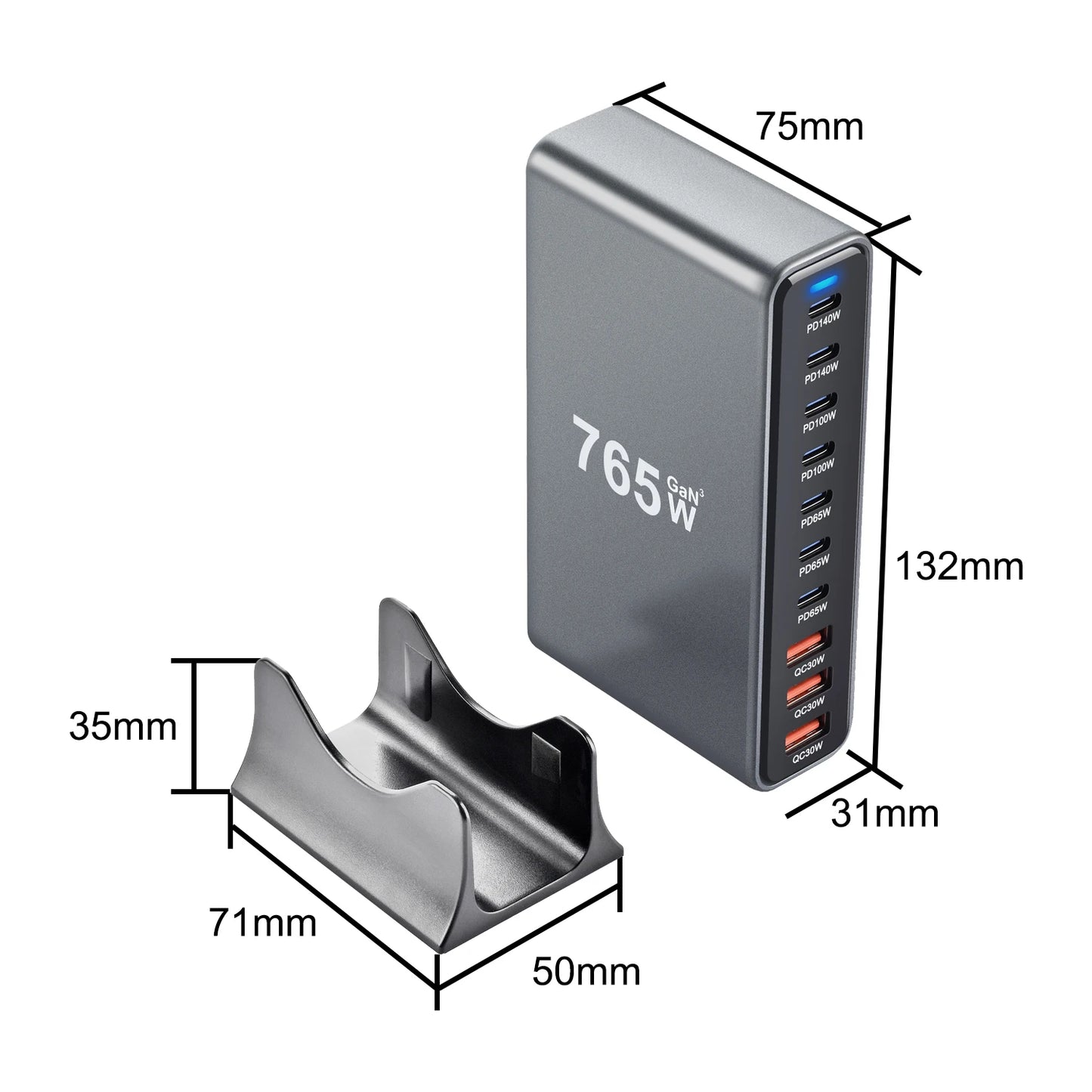 800W/670W/470W USB C Fast GaN Charger Multi-port Desktop Charging Station For iPhone Samsung Xiaomi Huawei Macbook Type C PD3.0