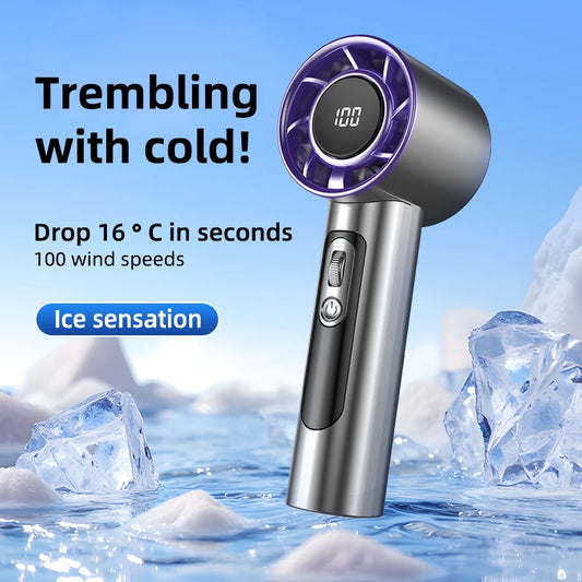 Mini Handheld Turbo Fan F08 With Led Display And 100 Gears Wind Speed Usb Charging Small Wind Cannon High Speed Fan 2025