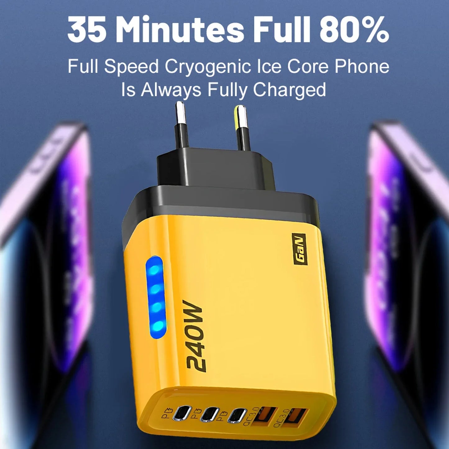 5 In 1 Gan Desktop Charger 240w Fast Charging Adapter 10a Usb To Typec Cable 3pd 2 Sb Charger For Iphone Samsung Xiaomi Charger