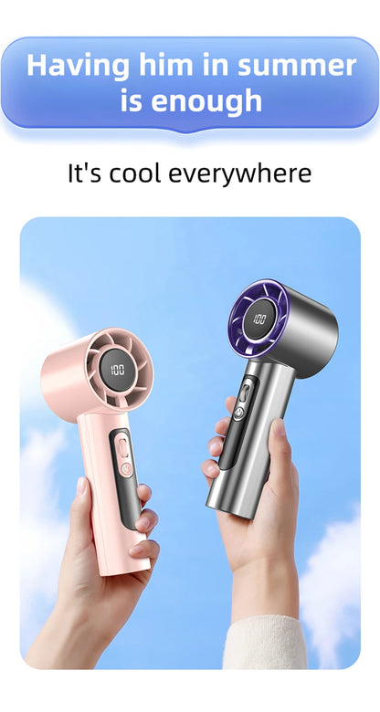 Mini Handheld Turbo Fan F08 With Led Display And 100 Gears Wind Speed Usb Charging Small Wind Cannon High Speed Fan 2025