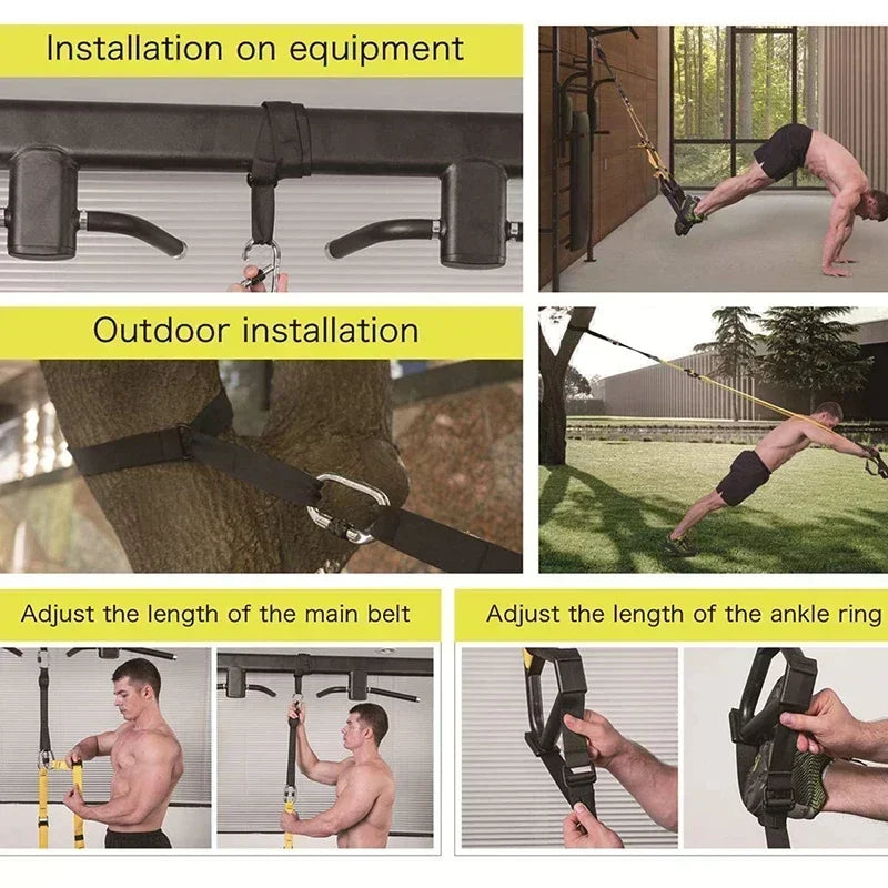 New 1 Set Suspension Training Strap Fitness Strength Power Suspension Trainer  Yoga Strap Wall Mount Professional Trx Tensioner
