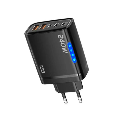 5 In 1 Gan Desktop Charger 240w Fast Charging Adapter 10a Usb To Typec Cable 3pd 2 Sb Charger For Iphone Samsung Xiaomi Charger
