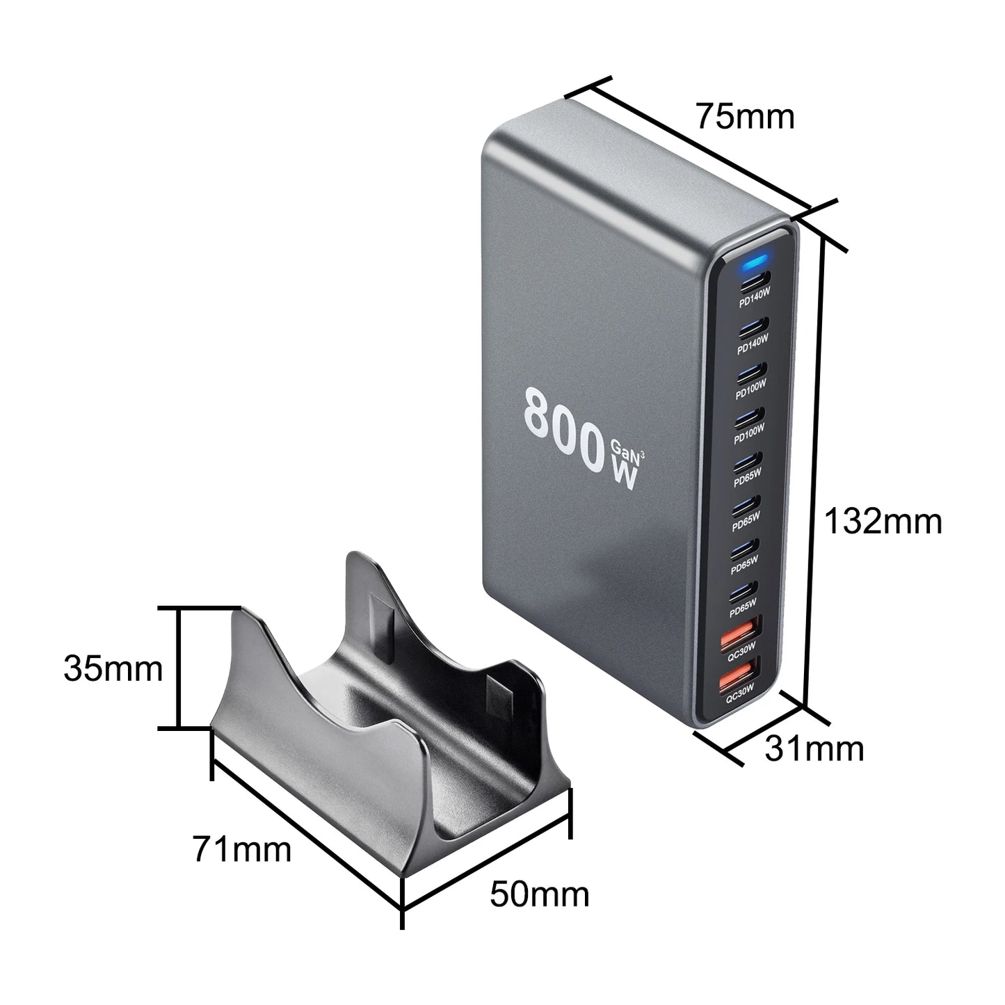 800W/670W/470W USB C Fast GaN Charger Multi-port Desktop Charging Station For iPhone Samsung Xiaomi Huawei Macbook Type C PD3.0