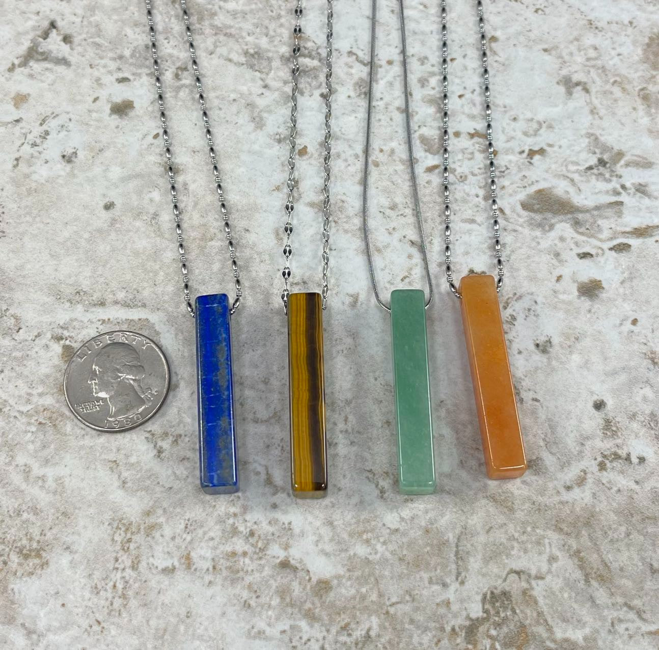 Green Aventurine, Rectangle Tube, 8mm x 45mm Pendant-2